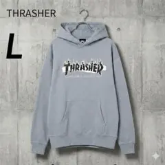 THRASHER スラッシャー プルオーバーパーカー フレイムロゴ ライトブルーのサムネイル