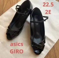 【美品】ASICS GIROパンプス オープントゥ22.5 EE ブラックのサムネイル