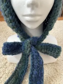 【ハンドメイド】かぎ編み　バラクラバ　ボンネット　バラボネット　冬小物