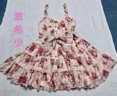 LIZLISAピンクワンピース ビッグボタン　総レース　花柄　希少