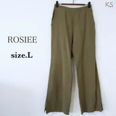 K2-001 ロージー カジュアルパンツ L カーキ 無地 シンプル 裏地付き