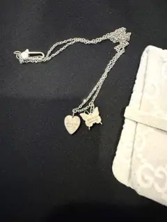 【正規品】GUCCI SV925 ネックレス ハート蝶 保存袋付