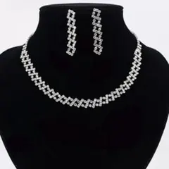 【新品】ネックレス ピアス アクセサリーセット シンプル クロスライン キラキラ
