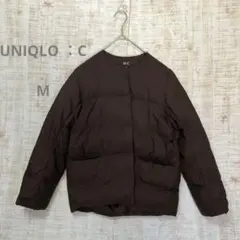 UNIQLOUNIQLO ：Cライトダウンジャケットダークブラウン ノーカラー