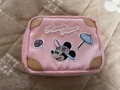 ミニーマウス刺繍ポーチ ピンク