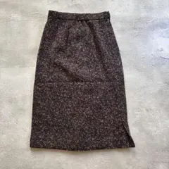 ツイード タイトスカート ブラウン ミモレ丈 ひざ丈　レトロのサムネイル