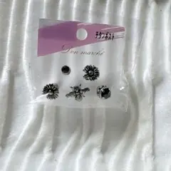 シルバー 蜂 花モチーフ ピアス 5個セット