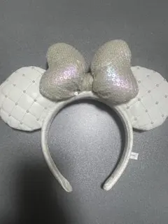 【即日発送】ミニー カチューシャ ホワイト スパンコール ディズニーランド