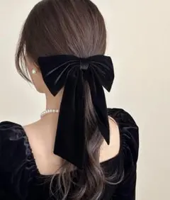 ベロアリボン バレッタ