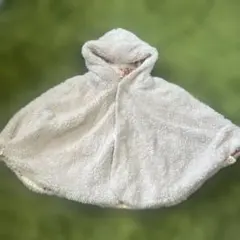 リバーシブルホワイト花柄ベビーポンチョ