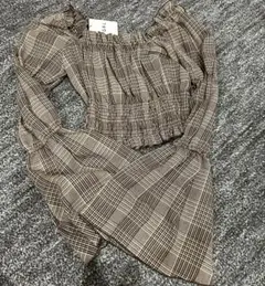 GRL グレイル チェック柄 オフショルダー 長袖 トップスのサムネイル
