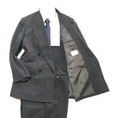 EDWARDS ダブルブレスト　セットアップスーツ　背抜きチャコールグレー　L