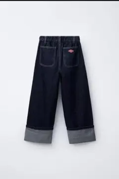 ZARAキッズ　ワイドフィット ロールアップ ヘム ジーンズ ブルー 13-14