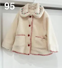 お花刺繍フリースジャケット　ボアジャケット