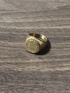 シグネットリング ゴールド コンパス 方位磁針 メキシカンジュエリー ステンレス