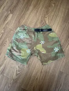 迷彩柄 花柄刺繍 ハーフパンツ　denim dungaree