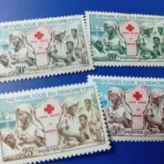 8790 外国切手 ダホメ共和国 1962年 赤十字 活動 凹版 4V