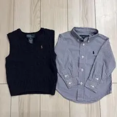 希少90s Ralph Lauren/千鳥柄ニットベスト/サイズM/ユニセックス