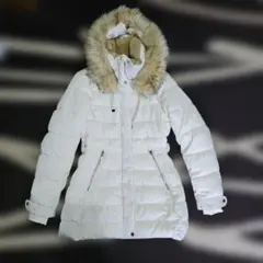 ホワイト ダウンジャケット ファー付きフード