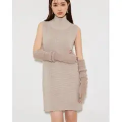 リエンダ　レイヤードネックミニニットワンピース