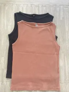 新品未使用　UNIQLO リブ編みタンクトップ 2色セット M ノースリーブ