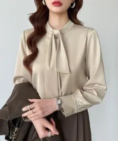 【定価60%off】ボウタイブラウス長袖