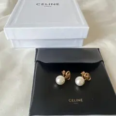 CELINE ゴールド パール スタッドピアスのサムネイル