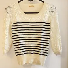 CROLLA ストライプ 七分袖　ニット