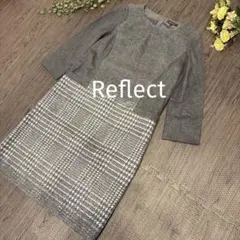 良品 Reflectドッキングワンピース 切替膝丈ワンピース グレー 11号