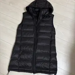 zara ザラ ロング丈パフベスト XSサイズ ブラック ロングダウンベスト