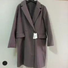 パープル ダブルボタン コート