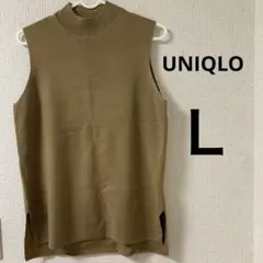 UNIQLO レディーストップス　ノースリーブニット　ベージュ　Ｌ