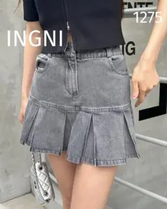 1275 【美品】INGNI イング 裾切替プリーツデニムミニスカート