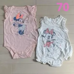 【新品訳あり】70 babyGap ミニーちゃんロンパース2枚セット ディズニー