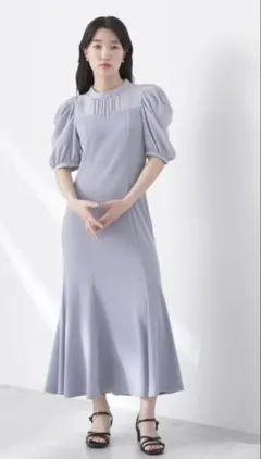 新品earth music&ecology リブドッキングワンピース グレー F