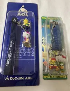 DoCoMo AOL Tweety & Hello Kitty ストラップ