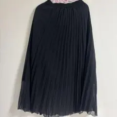 シフォン素材 プリーツロングスカート ブラックのサムネイル