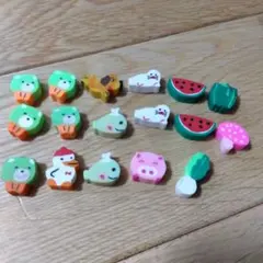 動物・果物デザイン消しゴム 17個セット