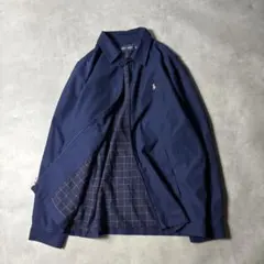 90sラルフローレン POLO GOLF スウィングトップ L 紺 裏地チェック