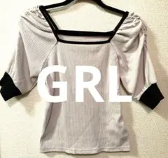 GRLストライプ パフスリーブ トップス Tシャツ・カットソー