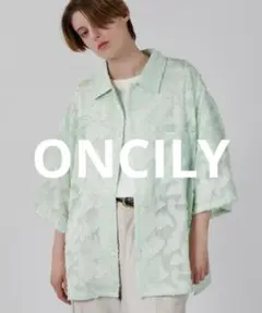 ONCILY ジャガードシャツ ライトグリーン 実寸M~L 半袖 春夏 ルーズのサムネイル