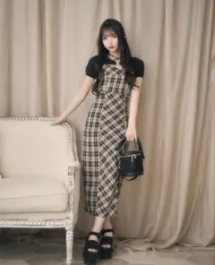 【XS】ミシェルマカロン バイアスチェックマーメイドワンピース バイアスチェックマーメイドワンピース ミシェルマカロン ミシェル