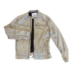 ZARA シングルライダース ジャケット スエード生地 ベージュ