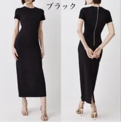 Karen Millen 無地半袖マキシワンピース【ブラック】のサムネイル