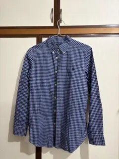 RALPH LAUREN 青 ギンガムチェック長袖シャツのサムネイル