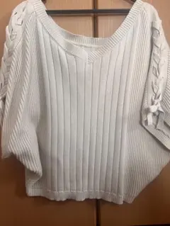 [AZUL by moussy]2WAYショルダーレースアップニットトップス