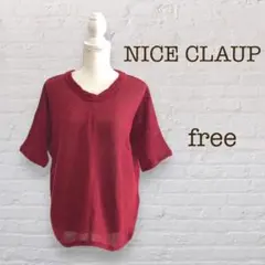 ナイスクラップ/ドルマンスリーブニット/メッシュニット/変形衿/5分袖/透け感