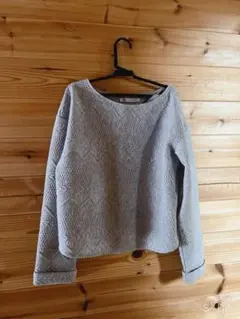 グレー テクスチャー付き クルーネック スウェット