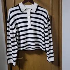 H&Mクロップド丈　ストライプニット　Lサイズ