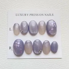 春ネイル 桜 マグネット 紫 卒業式 入学式 ネイルチップ 14247 胡蝶